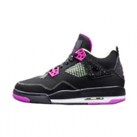 Nike Air Jordan 4 Gs Neonkengät Miehille Musta Vaaleanpunainen