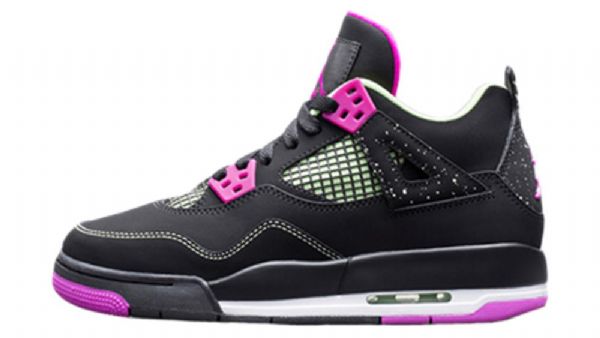 Nike Air Jordan 4 Gs Neonkengät Miehille Musta Vaaleanpunainen