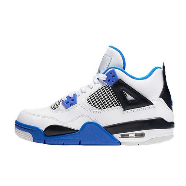 Nike Air Jordan 4 Moottoriurheilukengät Miehille Valkoinen Sininen