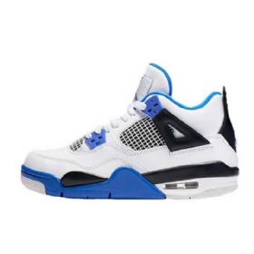 Nike Air Jordan 4 Moottoriurheilukengät Miehille Valkoinen Sininen