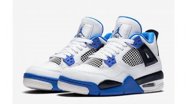 Nike Air Jordan 4 Moottoriurheilukengät Miehille Valkoinen Sininen