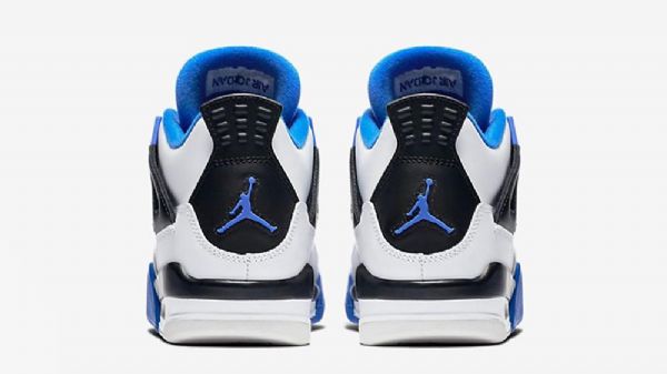 Nike Air Jordan 4 Moottoriurheilukengät Miehille Valkoinen Sininen