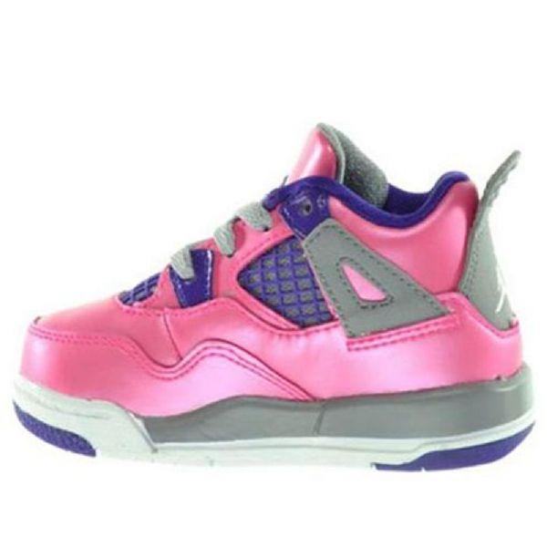 Nike Air Jordan 4 Retro-kengät Lapsille Pinkki Harmaa Purppura
