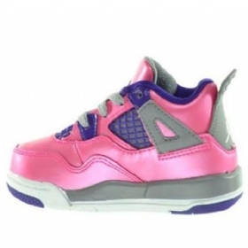 Nike Air Jordan 4 Retro-kengät Lapsille Pinkki Harmaa Purppura