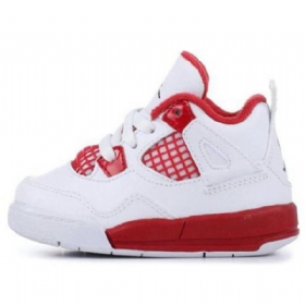 Nike Air Jordan 4 Retro Td Kengät Lapsille Valkoinen Punainen