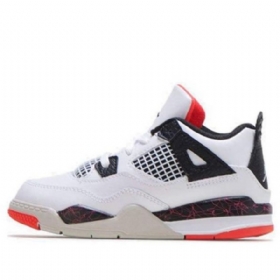 Nike Air Jordan 4 Retro Td Koripallokengät Lapsille Valkoinen Punainen