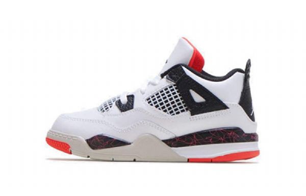 Nike Air Jordan 4 Retro Td Koripallokengät Lapsille Valkoinen Punainen