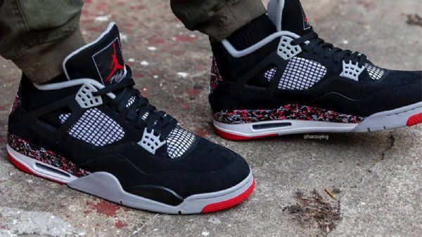 Nike Drake Ovo Jordan 4 Splatter Kengät Miehille Musta