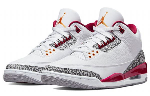 Nike Air Jordan 3 Retro Cardinal Koripallokengät Miehille Valkoinen Punainen