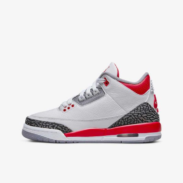 Nike Air Jordan 3 Retro-kengät Lapsille Valkoinen Musta Harmaa Punainen
