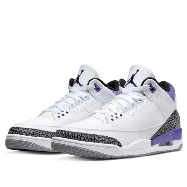 Nike Air Jordan 3 Retro Koripallokengät Miehille Musta Valkoinen Purppura