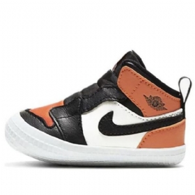 Nike Air Jordan 1 Crib Bootie Retro Koripallokengät Lapsille Musta Oranssi Valkoinen