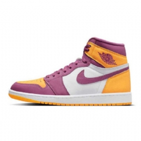 Nike Air Jordan 1 High Tops Brotherhood Kengät Miehille Purppura Keltainen Valkoinen