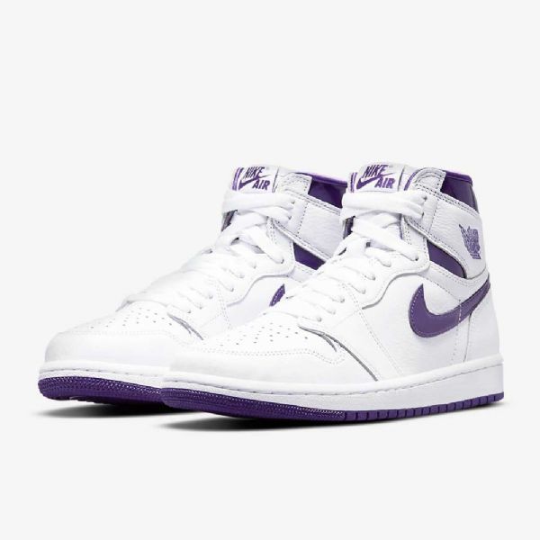 Nike Air Jordan 1 High Tops Og Kengät Naisille Valkoinen Violetti