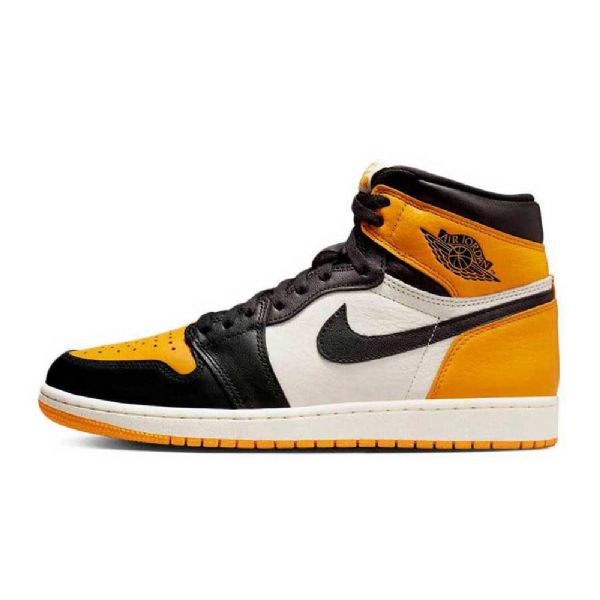 Nike Air Jordan 1 High Tops Og Toe Taksikengät Miehille Musta Keltainen Valkoinen