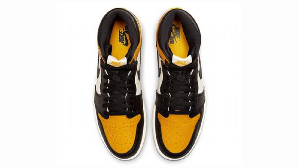 Nike Air Jordan 1 High Tops Og Toe Taksikengät Miehille Musta Keltainen Valkoinen