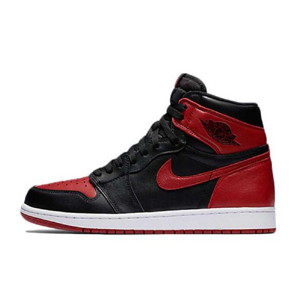 Nike Air Jordan 1 Korkeat Topit Leveät Kengät Miehille Musta Punainen