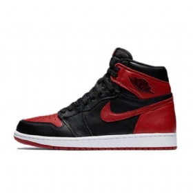 Nike Air Jordan 1 Korkeat Topit Leveät Kengät Miehille Musta Punainen