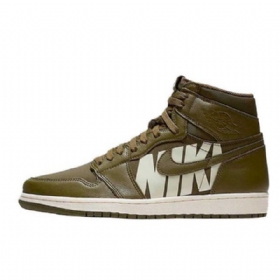 Nike Air Jordan 1 Korkeat Topit Og Kangaskengät Miehille Oliivinvihreä