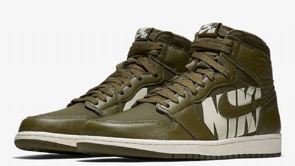 Nike Air Jordan 1 Korkeat Topit Og Kangaskengät Miehille Oliivinvihreä