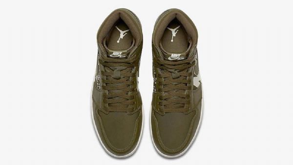 Nike Air Jordan 1 Korkeat Topit Og Kangaskengät Miehille Oliivinvihreä