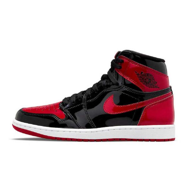 Nike Air Jordan 1 Korkeat Topit Og Patentoidut Leveät Kengät Naisille Musta Punainen