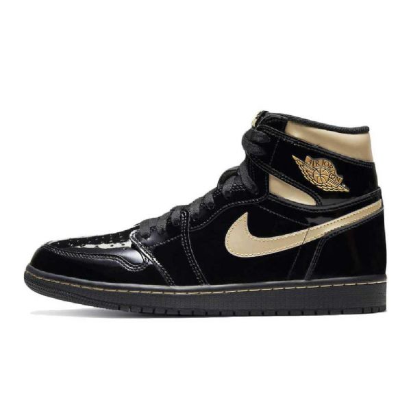 Nike Air Jordan 1 Korkeat Topit Og Patenttikengät Miesten Musta Kulta