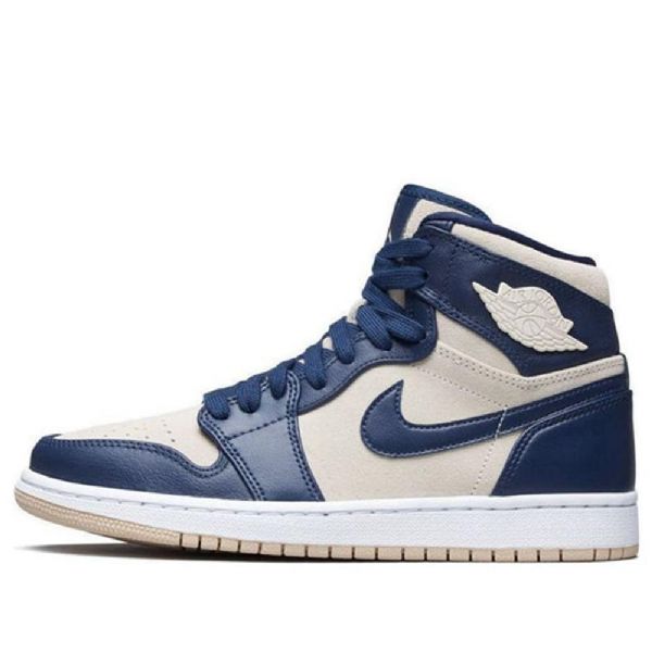 Nike Air Jordan 1 Korkeat Topit Retro Koripallokengät Naisille Laivastonsininen Kermavaahto
