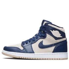 Nike Air Jordan 1 Korkeat Topit Retro Koripallokengät Naisille Laivastonsininen Kermavaahto