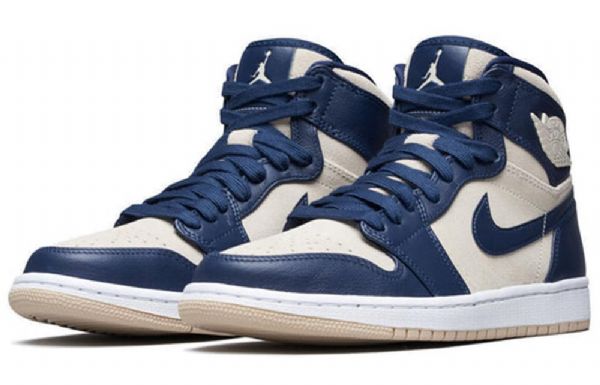 Nike Air Jordan 1 Korkeat Topit Retro Koripallokengät Naisille Laivastonsininen Kermavaahto