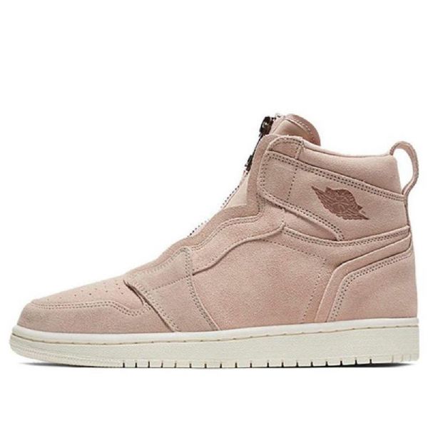 Nike Air Jordan 1 Korkeat Topit Vetoketjulliset Retro Koripallokengät Naisille Beige