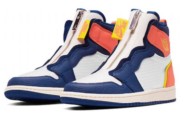 Nike Air Jordan 1 Korkeat Topit Vetoketjulliset Retro Koripallokengät Naisille Siniset