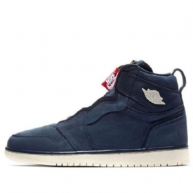Nike Air Jordan 1 Korkeat Topit Vetoketjulliset Retrokoripallokengät Naisille Laivastonsiniset