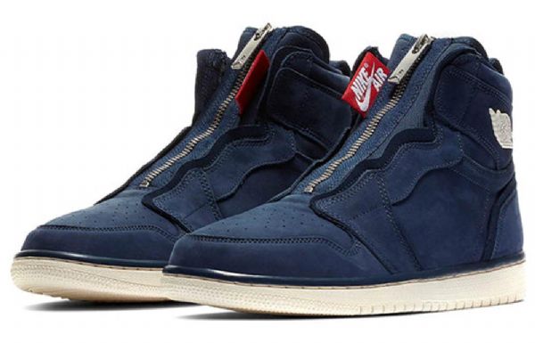 Nike Air Jordan 1 Korkeat Topit Vetoketjulliset Retrokoripallokengät Naisille Laivastonsiniset
