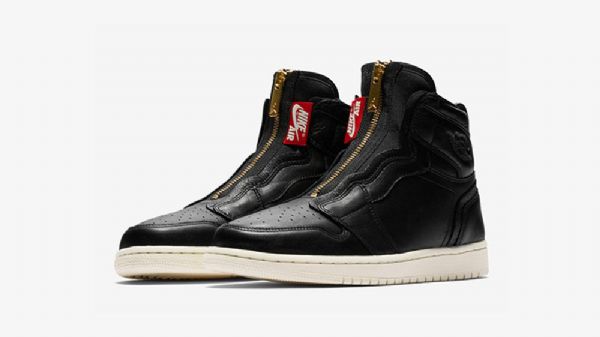 Nike Air Jordan 1 Korkeat Vetoketjukengät Miesten Mustat
