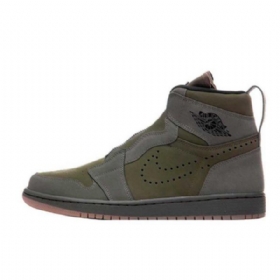 Nike Air Jordan 1 Korkeat Vetoketjulliset Kengät Miehille Oliivinvihreä