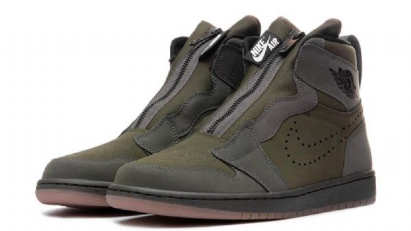 Nike Air Jordan 1 Korkeat Vetoketjulliset Kengät Miehille Oliivinvihreä