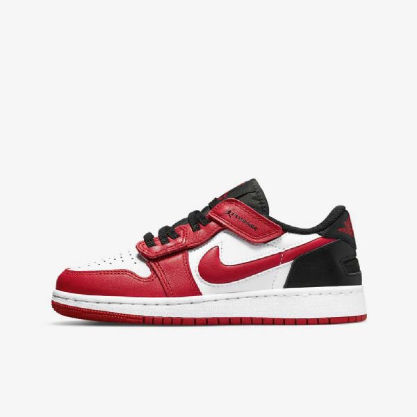 Nike Air Jordan 1 Low Tops Flyease-kengät Lapsille Valkoinen Musta Punainen