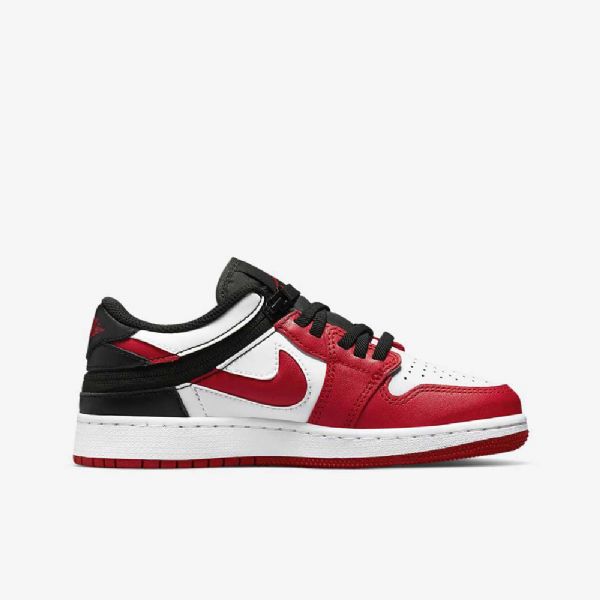 Nike Air Jordan 1 Low Tops Flyease-kengät Lapsille Valkoinen Musta Punainen