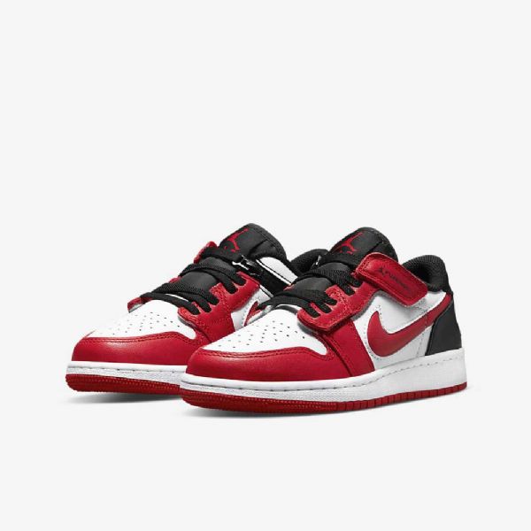 Nike Air Jordan 1 Low Tops Flyease-kengät Lapsille Valkoinen Musta Punainen
