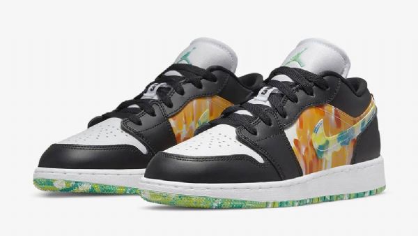 Nike Air Jordan 1 Low Tops Gs Drip Kengät Naisille Musta Harmaa