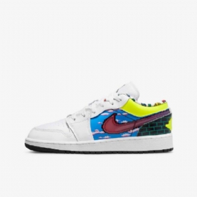 Nike Air Jordan 1 Low Tops Kengät Lapsille Valkoinen Musta Sitruunapinkki