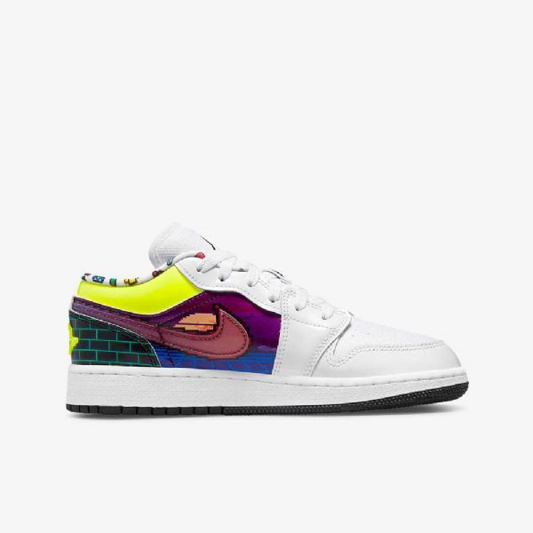 Nike Air Jordan 1 Low Tops Kengät Lapsille Valkoinen Musta Sitruunapinkki
