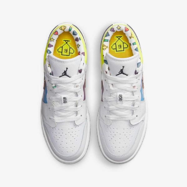 Nike Air Jordan 1 Low Tops Kengät Lapsille Valkoinen Musta Sitruunapinkki