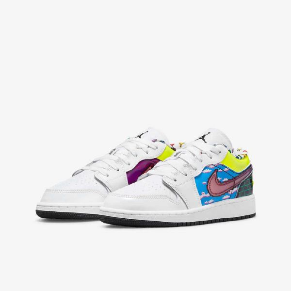 Nike Air Jordan 1 Low Tops Kengät Lapsille Valkoinen Musta Sitruunapinkki