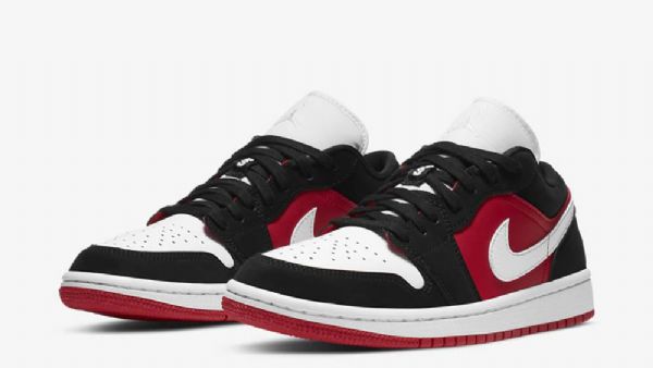 Nike Air Jordan 1 Low Tops Kengät Naisille Musta Valkoinen Punainen
