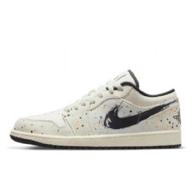 Nike Air Jordan 1 Low Tops Paint Splatter Brushstroke Kengät Naisille Khaki