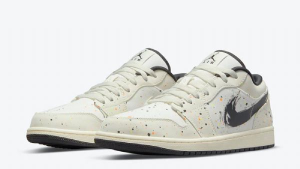 Nike Air Jordan 1 Low Tops Paint Splatter Brushstroke Kengät Naisille Khaki