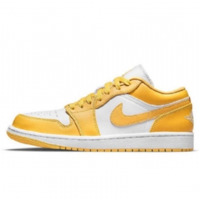 Nike Air Jordan 1 Low Tops Siitepölykengät Naisille Keltainen Valkoinen