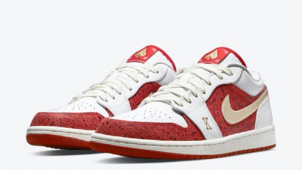 Nike Air Jordan 1 Low Tops Spades Miesten Kengät Valkoinen Punainen